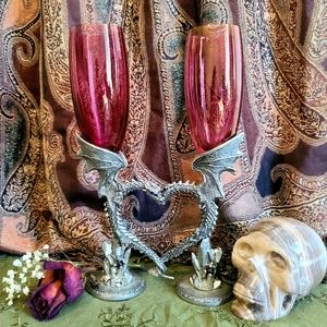 Fellowship Foundry Pewter Dragon Heart Pair Glasses